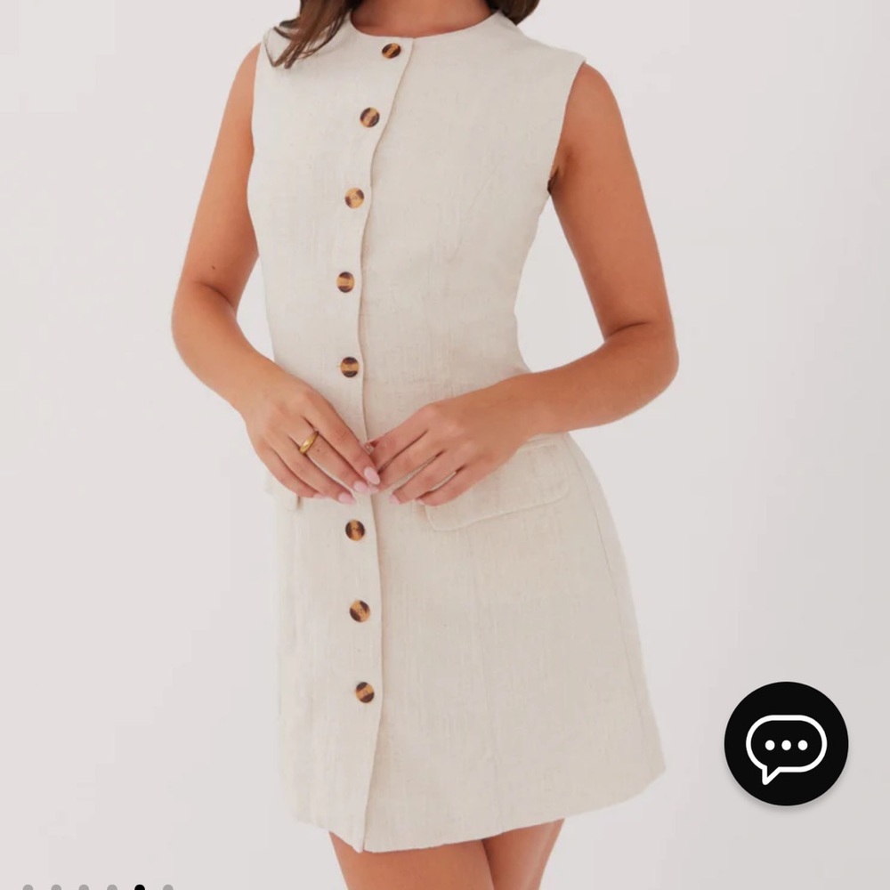 Peppermayo Cream Sleeveless Button-Front Mini Dress - Picture 5 of 7